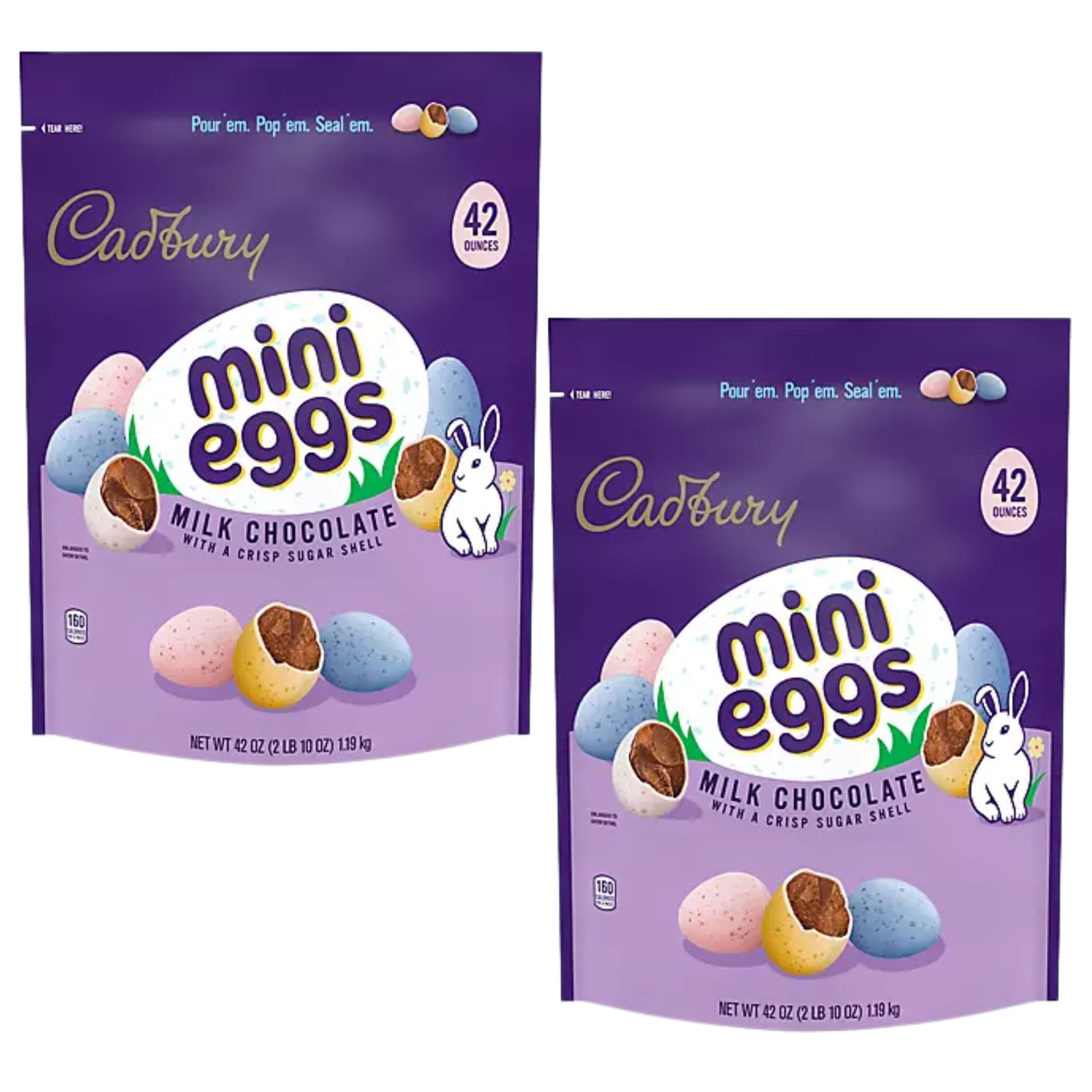 Cadbury Easter Candy Coated Mini Eggs Milk Chocolate with Crisp sugar  shells in Pastel Colors for Snacks Easter Basket Candy Bowls Baked Goodies  Topper Table Easter Egg Decor 42oz (2 Pack) -