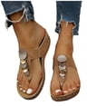 thumbnail image 4 of Caywon Women Flip Flops Thong Sandals, Metal Disc Flat Slide, Open Toe Slip On Summer, Comfortable Ladies Shoes Sandalias Mujer, 4 of 9