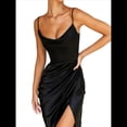 thumbnail image 2 of Falda Irregular Midi para Mujer - Vestido de Verano de Color Liso Negro M, 2 of 7