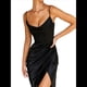 thumbnail image 2 of Falda Irregular Midi para Mujer - Vestido de Verano de Color Liso Negro XL, 2 of 7