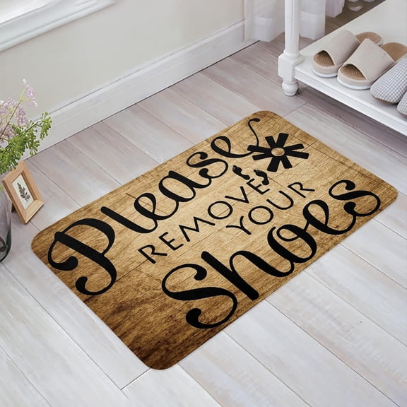 Please Remove Your Shoes Mats for Front Door Entry Front Porch Doormat Non-Slip Carpet Rugs Floor Mat Decorative for Home Bathroom Kitchen Indoor 18x30 Inch
