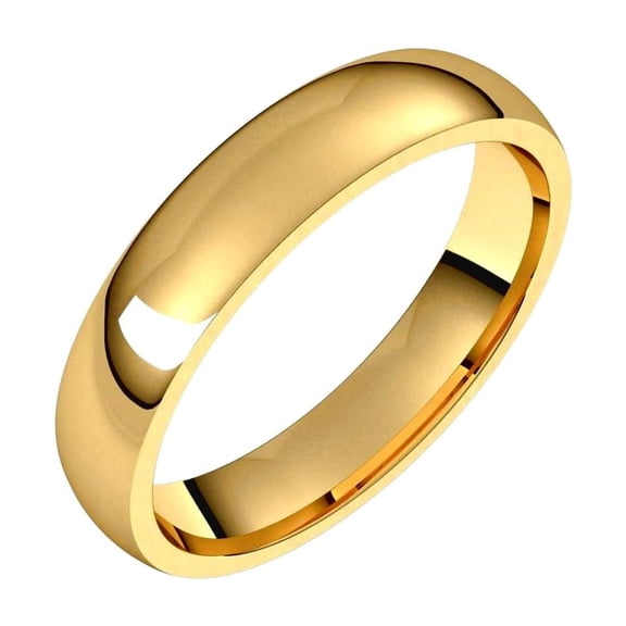 14k Yellow Gold 4mm Polished Light Comfort-Fit Band Ring Size 7 Ring for Women and Men - 3.9 Grams