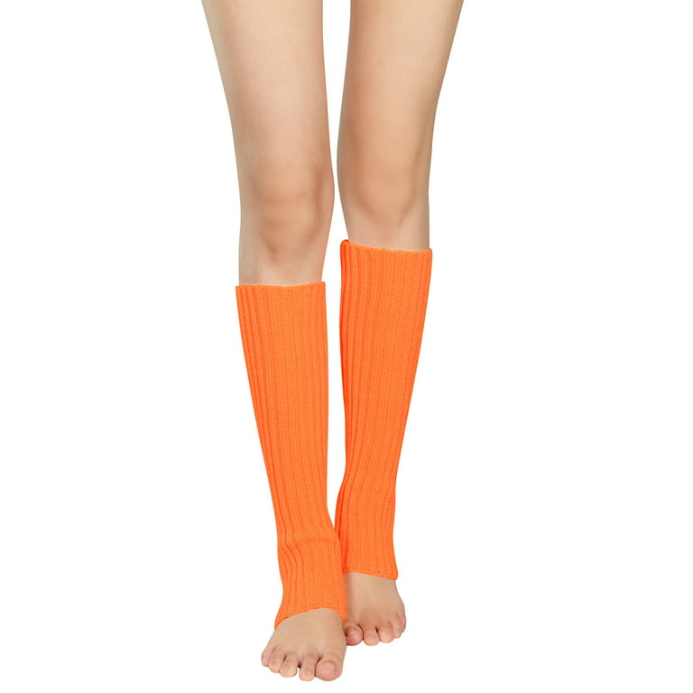 Zando Orange Leg Warmers for Girls Women Ribbed Leg Socks Velma Costume  Adult Legwarmers 80s Accessories