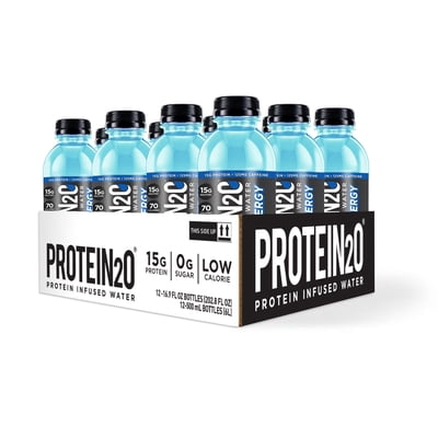 Protein2o + Energy, Protein Infused Water, Blueberry Raspberry, 15g Protein, 12 Ct