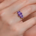 thumbnail image 5 of Gem Stone King 10K White Gold Purple Amethyst and White Lab Grown Diamond 3 Stone Engagement Ring for Women (2.09 Cttw, Gemstone Birthstone, Available in Size 5, 6, 7, 8, 9), 5 of 6