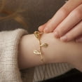 thumbnail image 4 of Gold Brass Rose Flower Bracelet Jewelry Valentine's Day Gift Set for Her, 4 of 10