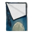 thumbnail image 2 of Moon Soft Flannel Fleece Throw Blanket, Full Moon Reflected on the Calm Water of a Tropical Beach Blue Toned Image, Cozy Plush for Indoor and Outdoor Use, 50" x 70", Blue White, by Ambesonne, 2 of 5