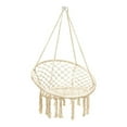 thumbnail image 1 of Pemberly Row Contemporary Cotton and Steel Hanging Hammock Chair in Beige, 1 of 11