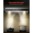 thumbnail image 3 of KFFKFF 36 Inch Under Cabinet Range Hood, Stainless Steel Kitchen Ventilation System, 900CFM Dual Motor, Gesture and Touch Operated, LED Illumination, 4-Speed Exhaust Fan, 3 of 9