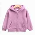 thumbnail image 2 of Staki Girls Winter Jacket Kids Full Zip Hoodie Boys Jacket Warm Cozy Outwear Coat with Pockets 1-10Y(Purple,6-7 Years), 2 of 9
