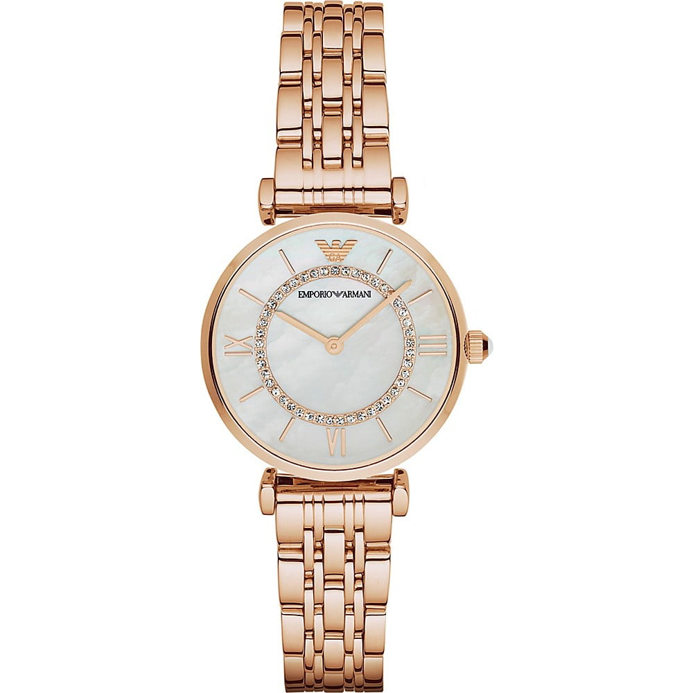 silver and gold armani watch women's