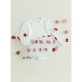 thumbnail image 3 of xiaxaixu Infant Girl Rompers Strawberry Print Mesh Patchwork Crew Neck Long Sleeve Jumpsuits Newborn Fall Clothes Baby Bodysuits, 3 of 8