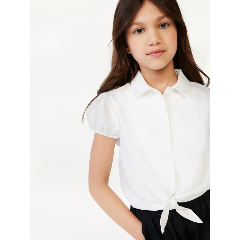girls short sleeve white shirt