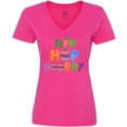thumbnail image 3 of Inktastic Easter Hip Hop Hooray with Eggs and Carrot Women's V-Neck T-Shirt, 3 of 5