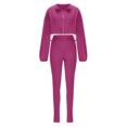 thumbnail image 4 of UAMVSH Cropped Jackets 2 Piece Outfits for Women Long Sleeve Zip up Coats with Stretchy Leggings Sets Classic Workout Tracksuit(LargePurple), 4 of 5