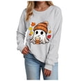 thumbnail image 7 of Enyan Women's Halloween Shirts Pumpkin Shirts Funny Ghost Graphic Tee Fall Long Sleeve Autumn Tops Women's Halloween Shirt Light Gray,XL, 7 of 7