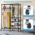 thumbnail image 4 of VIPEK R4 Rolling Garment Rack 6 Tiers Adjustable Heavy Duty Wire Shelving Clothes Rack with Double Rods and Lockable Wheels, Freestanding Wardrobe Closet Storage Rack Metal Clothing Rack, Black, 4 of 4