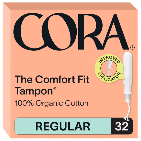 Cora 100% Organic Cotton Applicator Tampons, 32 Regular
