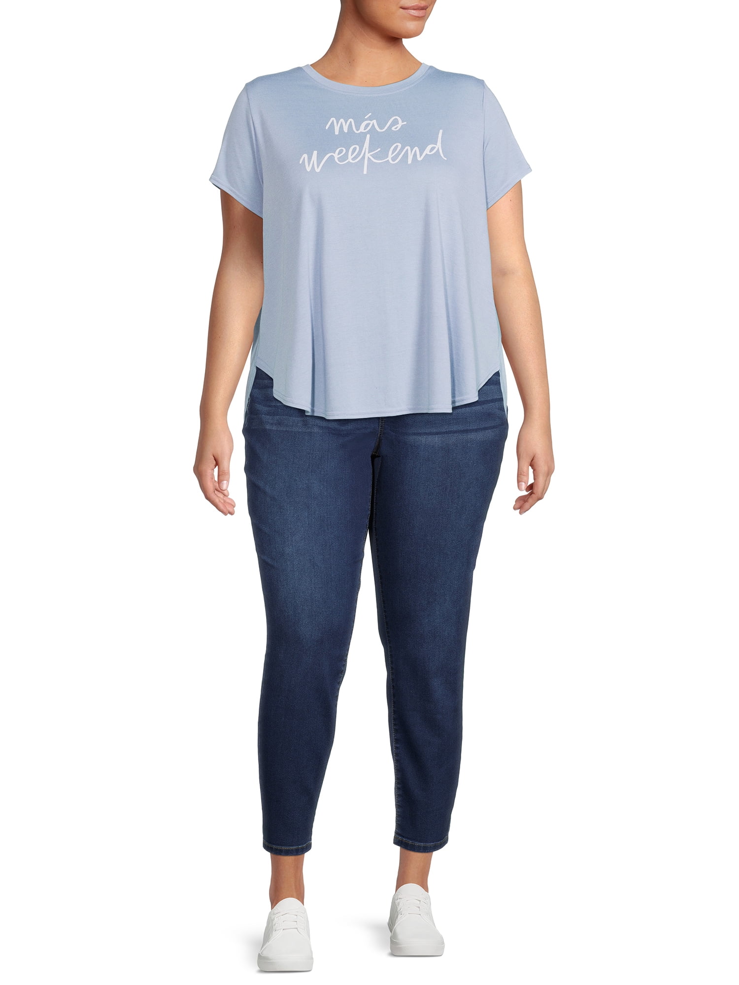 Terra & Sky Women's Plus Size Shirttail T-shirt, 2-Pack