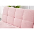 thumbnail image 6 of 71" Pink Teddy Fabric Convertible Futon Sofa Bed with Gold Metal Legs 3-Position Reclining for Living Room Guest Room, 6 of 15
