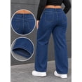 thumbnail image 2 of Reloust Women's Plus Size High-Rise Wide-Leg Drawstring Jeans, Deep Blue, 1XL, 2 of 4