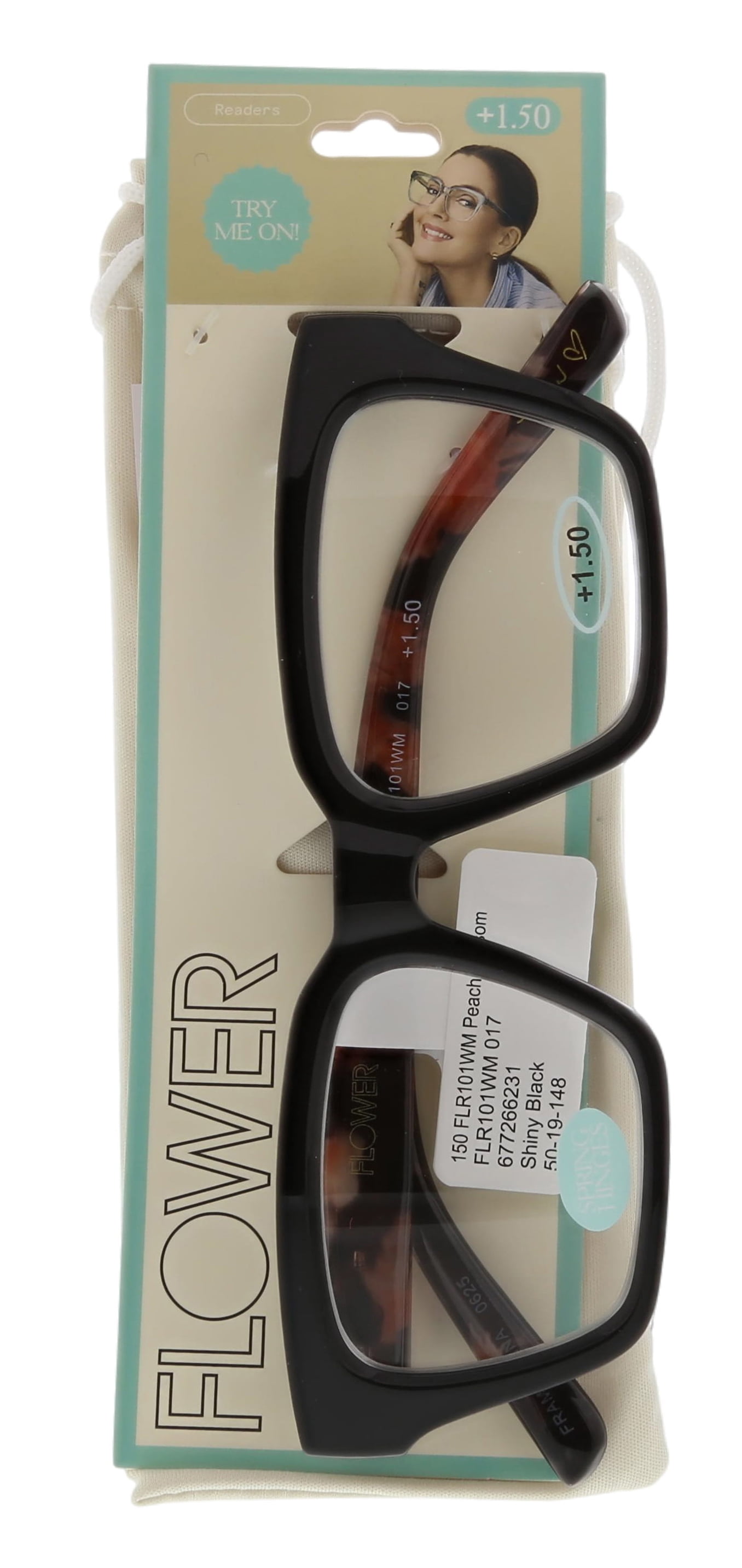(2 pack) FLOWER Womens Reading Glasses - FLR101 Peach Blossom +1.50