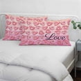 thumbnail image 3 of Happy Valentine's Day Pillow Covers, Linen Long Throw Pillow Case, Pink Ombre Love Heart Desserts Holiday Pillow Protector Decorative Cushion Cover for Living Room/Bedroom 20" x 36", 3 of 8