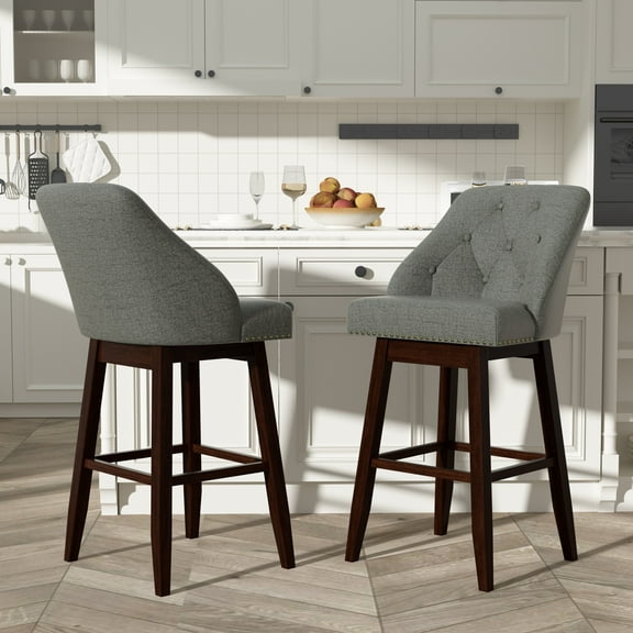 Tolead 30" Upholstered Counter Bar Stools - Set of 2, Gray