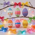 thumbnail image 6 of Easter Decor，Easter Decorations,Easter Hanging Eggs,Set of 6 Easter Egg Hanging Ornaments Creative Patterned Easter Decorations for Easter Scene and Holiday Decor(MulticolorB), 6 of 6