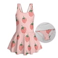 thumbnail image 6 of COEQINE Girls Tank Neck One Piece Swimsuit with Skirt & Liner, Sleeveless Wide Straps V-Back Summer Swim Dress for Swim Lessons & Water Play, Ages 10-11, Pink Strawberry, 6 of 8