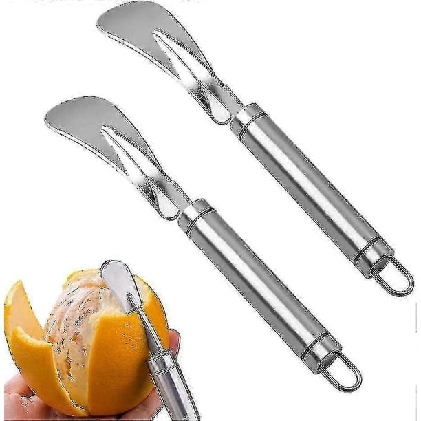 2026 Orange Peeler Cutter, 2 Pieces Stainless Steel Citrus Peelers, Tool With Curved Handle Vegetable Fruit Tools Kitchen Gadget_Sep