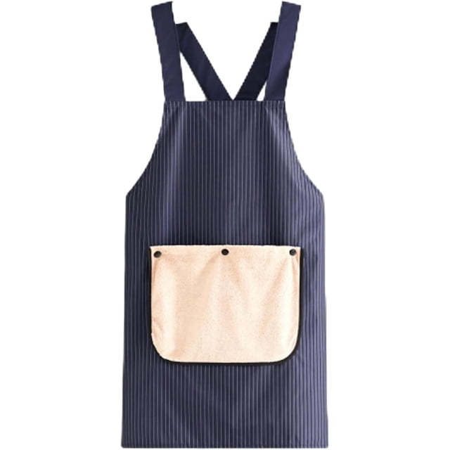 2026 New Apron With Pockets Cross Back Design With Towel, Apron With Towel Attached,Pinstripe Cross-Back Kitchen