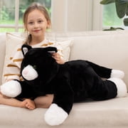 MorisMos 31.5“ Giant Cat Stuffed Animal with Weighted Palm, 2.8 lb Blank and White Kitty Plush Pillow