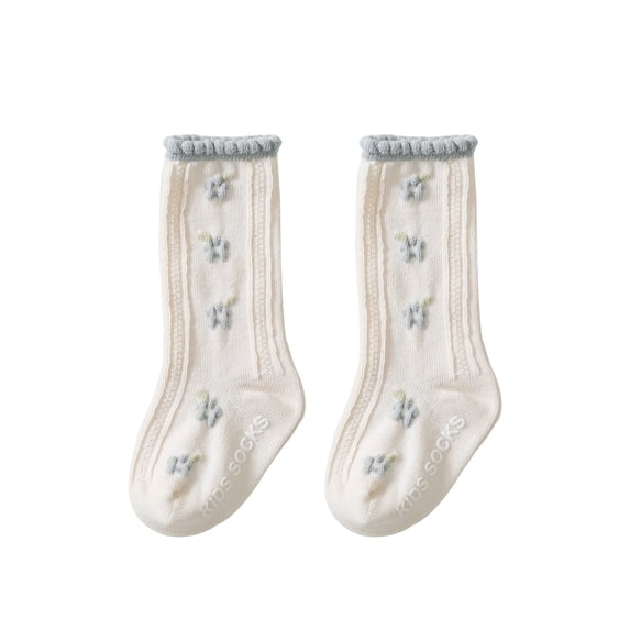 Franhais Kids Girls Casual Socks, Embroidery Flower Pattern Silicone Dot Non-Slip Flower Stockings