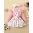 thumbnail image 5 of Easter Newborn Baby Girl Bunny Outfit Long Sleeve Romper Rabbit Suspender Skirt Overall Dress Headband My 1st Easter Outfit, 5 of 7