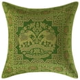 thumbnail image 2 of Stylo Culture Ethnic Olive Green And Gold Throw Pillow Covers Bohemian Brocade 16x16 Jacquard Weave Banarsi Christmas Pillow Slipcovers Elephant Floral 40x40 cm Decorative Cushion Covers (Set Of 5), 2 of 4