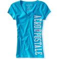 thumbnail image 1 of Camiseta gráfica con cuello en V para mujer de Aeropostale, azul, pequeña, 1 of 2