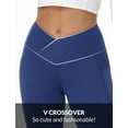 thumbnail image 3 of BALEAF Women's Petite Flare Leggings Tummy Control Crossover High Waisted Yoga Pants with Pockets Work Casual Mini 27" Navy Blue L, 3 of 7