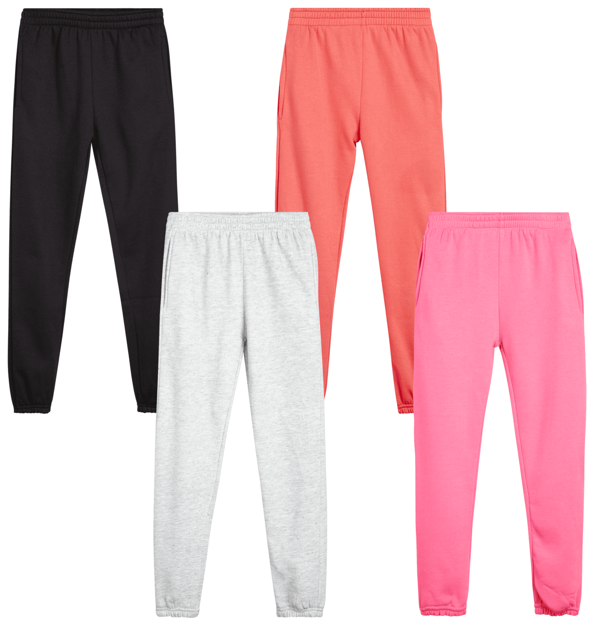 Real Love Girls' Sweatpants - 4 Pack Basic Solid Active Fleece Joggers ...