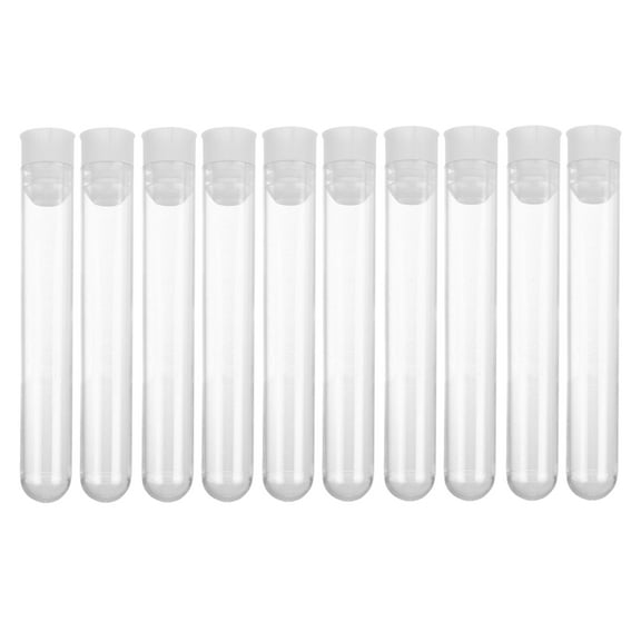 Guangmc 50Pcs Plastic Test Tubes with Caps - Clear Tubes for Experiments & Storage