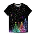 thumbnail image 4 of Women's Christmas Sweatshirts Christmas Meteor Graphic Tee Shirts Relaxed Fit Tops Short Sleeve Pullover Sweater Blouse Trendy 2025 Summer Blouses, 4 of 4