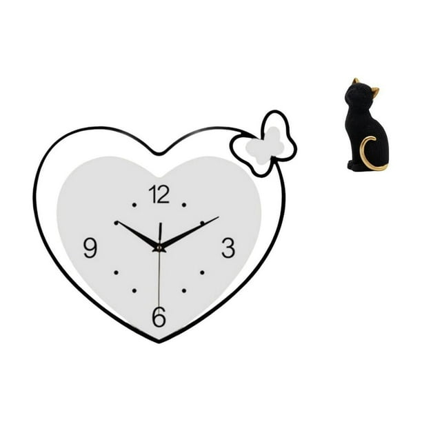 Reloj de pared,Reloj de pared acrílico para oficina en casa,sin tictac,Figura de escritorio,Estatua de gato,linda estantería,escritorio,decoración del hogar,Figura decorativa creativa para