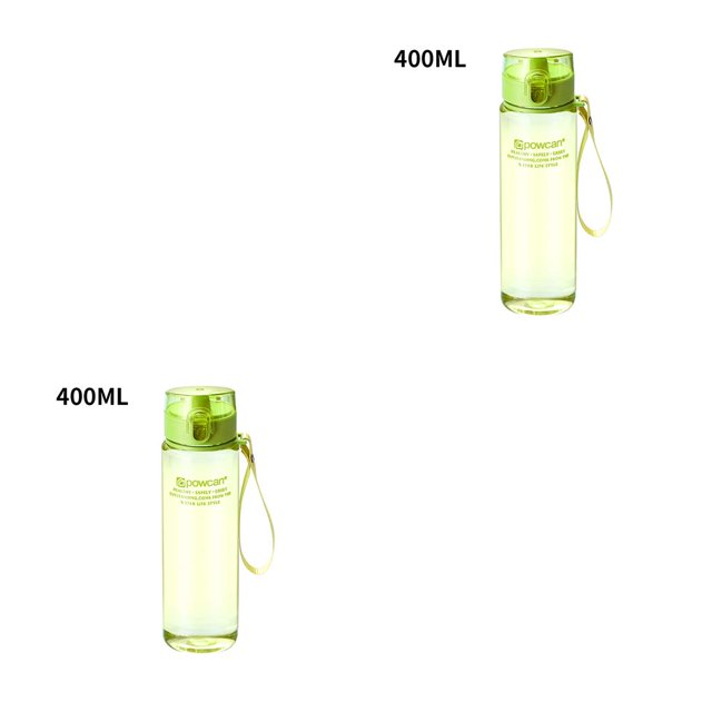 Yuarrent Hervidor de agua de plástico a prueba de fugas botella de bebida portátil para actividades al aire libre, verde transparente, 400 ml Verde transparente 400ml 2piezas