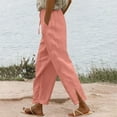 thumbnail image 2 of FASHIONPANT Fashion Casual Pants For Women Summer Long Cotton Linen Straight Leg Loose Pants, 2 of 6