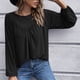 thumbnail image 2 of Jersey de manga larga con cuello redondo fruncido y hueco para mujer, informal, a la moda Pompotops FGAJ12278, 2 of 7