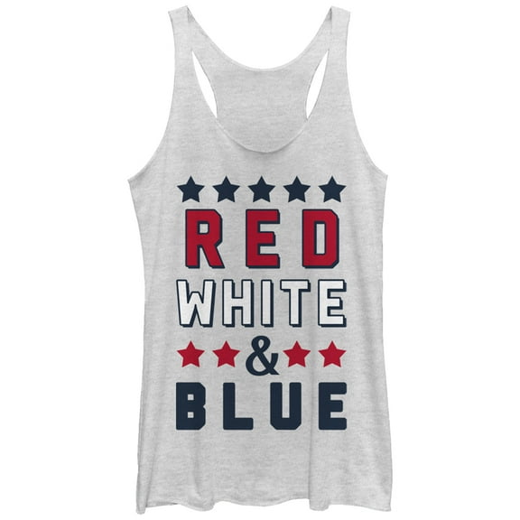 Women's Lost Gods Fourth of July  and Blue  Racerback Tank Top White Heather Large