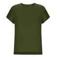 thumbnail image 4 of Summer Fashion Shirts for Womens Plus Size Solid Color Casual Bate Sleeve Round Neck Short Sleeved Top, 4 of 8