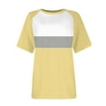 thumbnail image 4 of yillto Womens Basic Short Sleeve Shirts Round Neck Color Block Summer Causal Tshirts Loose Comfy Tee, 4 of 5
