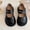 Black, variant on FSYBOA Girls Flat Dress Shoes Size 1(Big Kids), Casual Hook and Loop Strap Non Slip Fashion Kids School Uniform Shoes Black