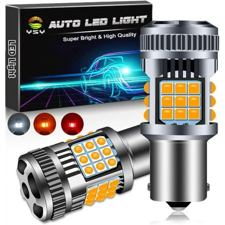 

FENG2Pcs 1156 BA15S 180° P21W LED Car Auto Bulbs With FAN 36SMD 3030 Turn Signal Lights Reversing Light Canbus No Error 3000LM Superbright Lamp 12V DC(A) (1156/BA15S Amber)-240810